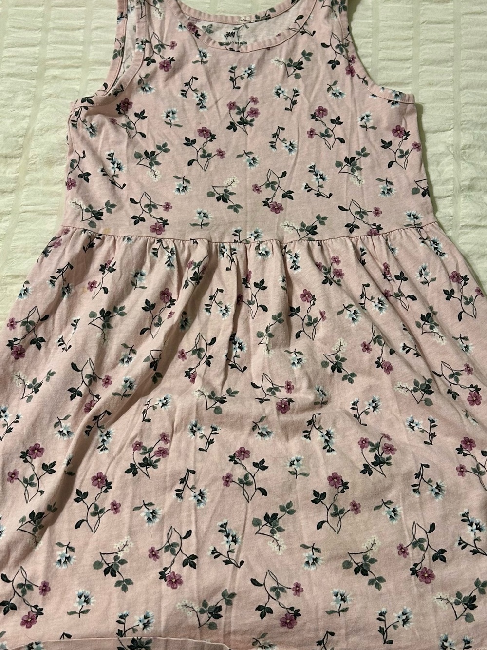 H&M Girls Light Pink Floral Sleeveless Casual Dress